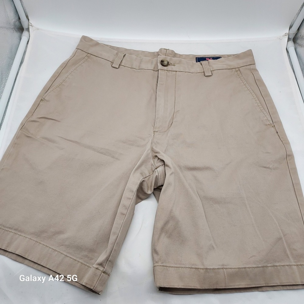 Vineyard Vines Mens Breaker Shorts Khaki Tan Stretch Cotton Size 31 1H0462